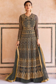 Charcoal Grey Bangalori Silk Plain Lehenga
