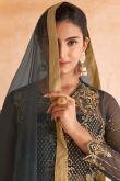 Charcoal Grey Bangalori Silk Plain Lehenga
