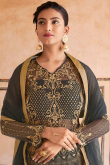 Charcoal Grey Bangalori Silk Plain Lehenga