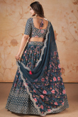 Charcoal Grey Georgette Printed Flared Lehenga