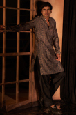 Dark Grey Silk Kurta Pajama with Sequins for Sangeet