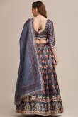 Charcoal Grey Silk Printed Lehenga