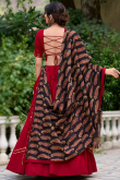 Cherry Red Cotton Flared Style Chaniya Choli With Gota Patti 