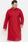 Cherry Red Cotton Silk Men's Kurta Chuidar For Festival