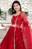 Cherry Red Georgette Lehenga with Sequins for Party