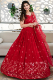Cherry Red Georgette Lehenga with Sequins for Party