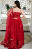 Cherry Red Georgette Lehenga with Sequins for Party