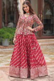 Cherry Red Silk Woven Zari Flared Style Ready Made Lehenga