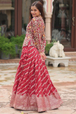 Cherry Red Silk Woven Zari Flared Style Ready Made Lehenga