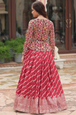 Cherry Red Silk Woven Zari Flared Style Ready Made Lehenga