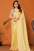 Chiffon Mustard Yellow Weaved Thread Light Weight Saree 