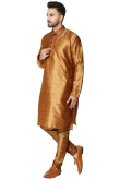 Chikko Brown Dupion Silk Churidar Men's Kurta Pajama