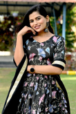 Chinnon Black Floral Print A-line Lehenga