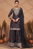 Chinnon Black Palazzo Pant Suit with Bandhej Print Work for Festival