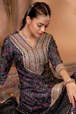 Chinnon Black Palazzo Pant Suit with Bandhej Print Work for Festival