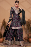Chinnon Black Palazzo Pant Suit with Bandhej Print Work for Festival