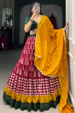 Chinnon Brick Red Lehenga with Printed Work for Diwali 