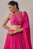 Chinnon Embroidered Dark Pink Flared Style Wedding Lehenga