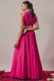 Chinnon Embroidered Dark Pink Flared Style Wedding Lehenga