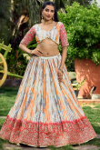 Chinnon Mint Blue Zari Embroidered Flared Lehenga 
