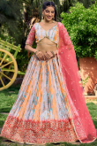 Chinnon Mint Blue Zari Embroidered Flared Lehenga 