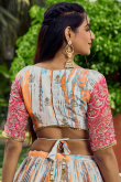 Chinnon Mint Blue Zari Embroidered Flared Lehenga 