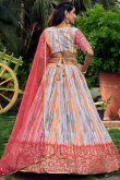 Chinnon Mint Blue Zari Embroidered Flared Lehenga 