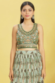 Chinnon Mint Green Printed Lehenga For Mehndi 