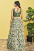 Chinnon Mint Green Printed Lehenga For Mehndi 