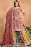 Chinnon Multi Color Embroidered Long Choli Lehenga 