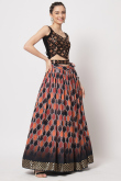 Chinnon Multi Color Printed Flared Style Lehenga