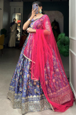 Chinnon Pastel Blue Lehenga with Printed Work for Diwali