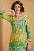 Chinnon Pear Green Sharara Suit with Printed Work for Diwali