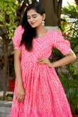 Chinnon Punch Pink Bandhej Printed Kurti