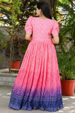 Chinnon Punch Pink Bandhej Printed Kurti