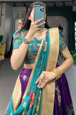 Chinnon Purple Lehenga with Peinted Work for Diwali 