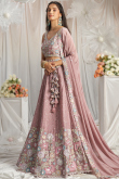 Chinnon Resham Embroidered Dusty Pink Panelled Lehenga