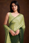 Chinnon Light Olive Green Ombre Printed Saree