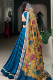 Chinnon Sea Blue Lehenga with Woven Zari Work for Diwali 