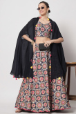Chinnon Silk Multi Color Printed Flared Style Lehenga