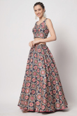Chinnon Silk Multi Color Printed Flared Style Lehenga