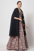 Chinnon Silk Multi Color Printed Flared Style Lehenga