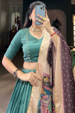 Chinnon Teal Blue Lehenga with Lace Work for Diwali 