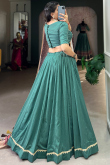 Chinnon Teal Blue Lehenga with Lace Work for Diwali 