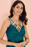 Chinnon Teal Green Indo-Western Kurti with Resham Work for Diwali