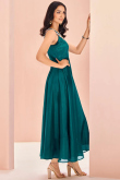 Chinnon Teal Green Indo-Western Kurti with Resham Work for Diwali