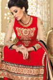 Red Georgette Churidar Suit With Dupatta