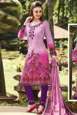 Printed Cotton Pink Churidar Suit