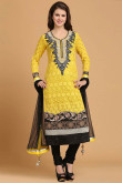 Yellow Net Churidar Salwar Suit