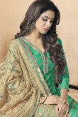 Green Banarsi Jacquard Embroidered Churidar Suit